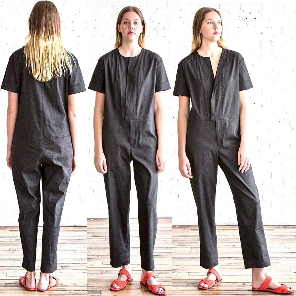 Isabel Marant Black Short-Sleeve Linen Jumpsuit